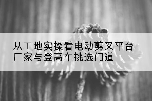 辽源电动剪叉升降平台厂家-从工地实操看电动剪叉平台厂家与登高车挑选门道